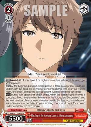 Blessing of the Marriage License, Sakuta Azusagawa