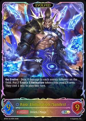 Raio, Elimination Manifest