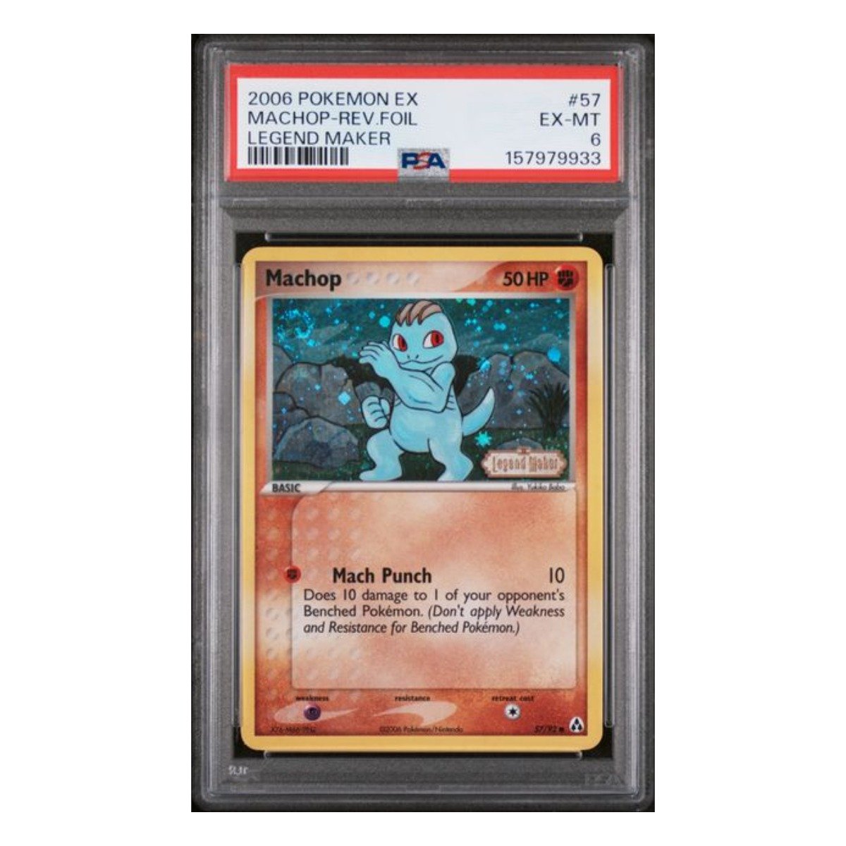 Machop Common Reverse Holo Stamped 57/92 PSA 6