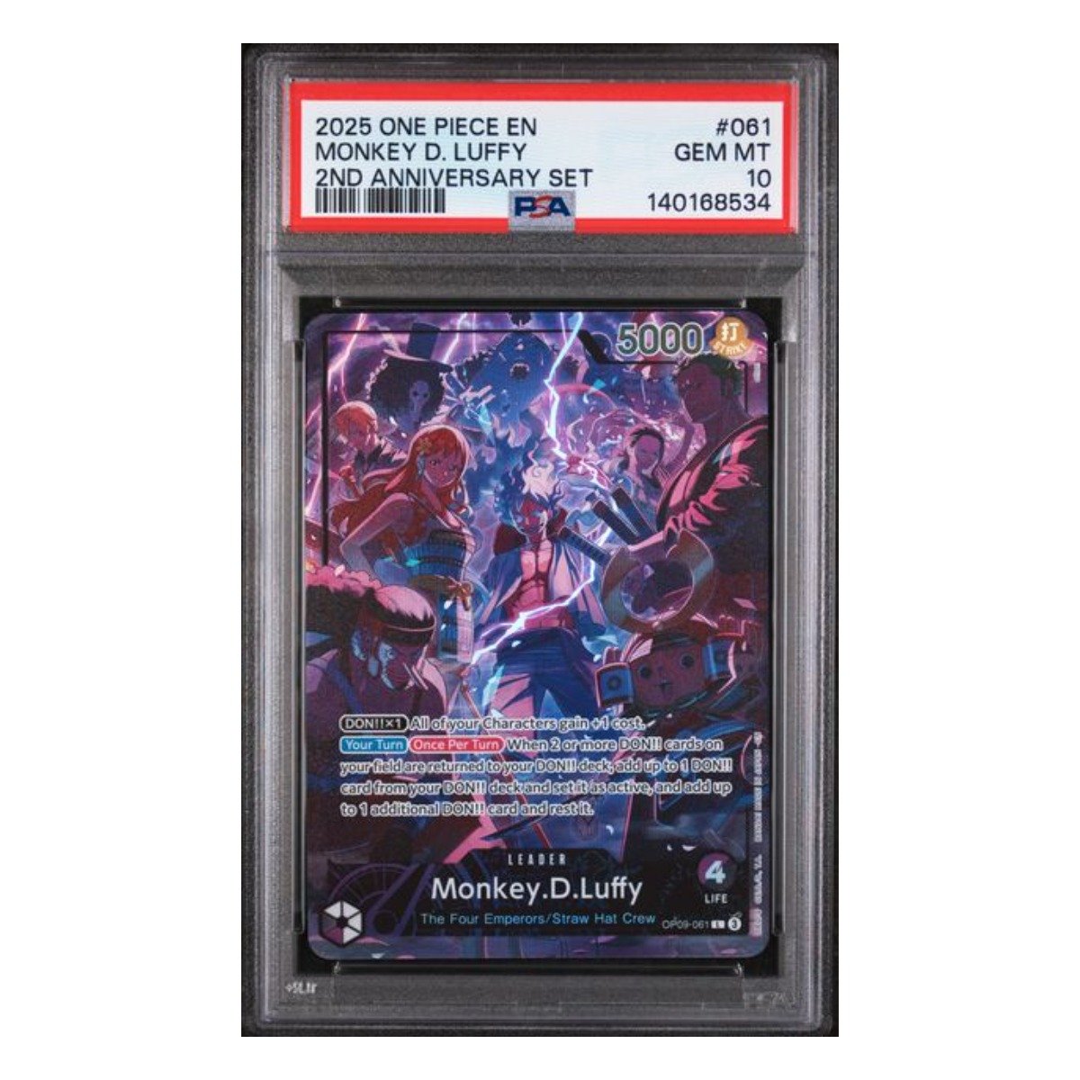 Monkey D. Luffy L Alt Art 2nd Anniversary OP09-061 PSA 10