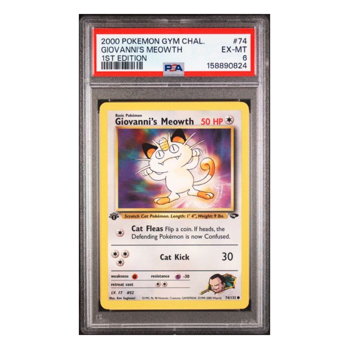 Giovanni's Meowth 1st Edition Common 74/132 PSA 6