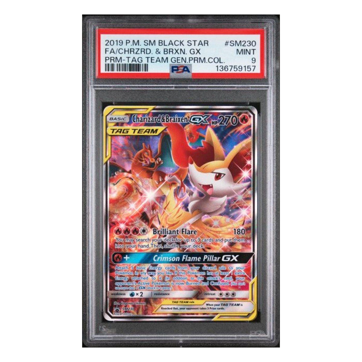 Charizard & Braixen GX Promo SM230 PSA 9