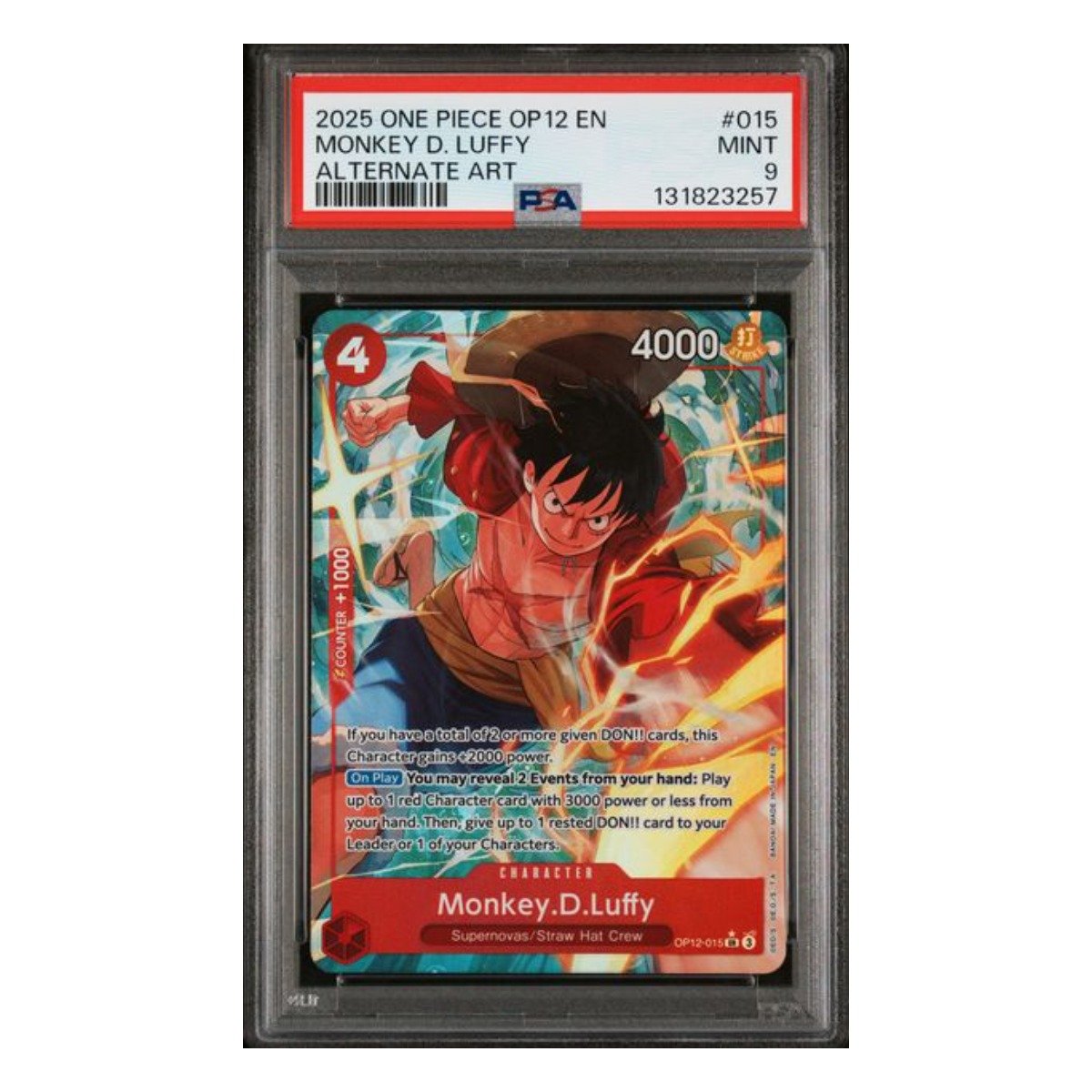 Monkey.D.Luffy Super Rare OP12-015 PSA 9